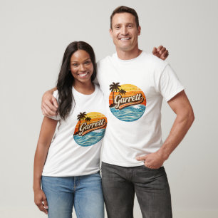 Camiseta Diseño de nombre Garrett Retro Sunset