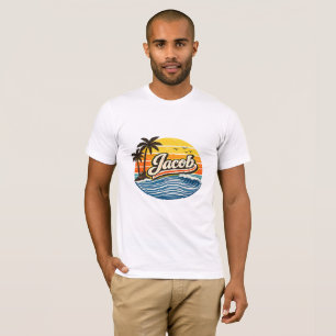 Camiseta Diseño de nombre Jacob Retro Sunset