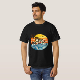 Camiseta Diseño de nombre Leo en puesta de sol retro