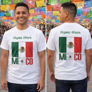 Camiseta Diseño de nombre personalizado de la bandera de Mé