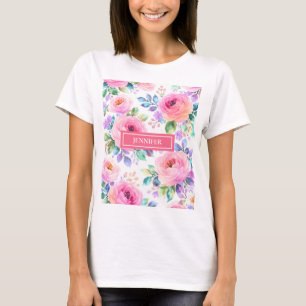 Camiseta Diseño de nombre personalizado floral boho Sunrise