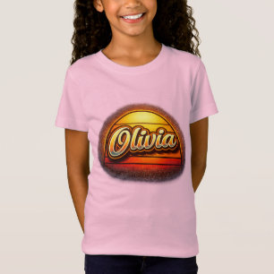 Camiseta Diseño de nombre personalizado Olivia Retro Sunset