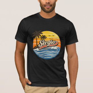 Camiseta Diseño de nombre Sergio Retro Sunset