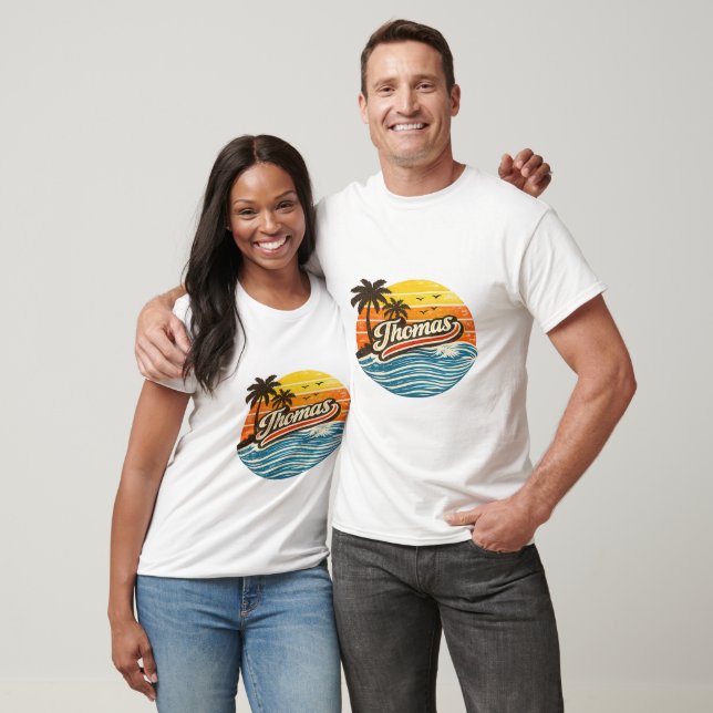 Camiseta Diseño de nombre Thomas Retro Sunset (Unisexo)