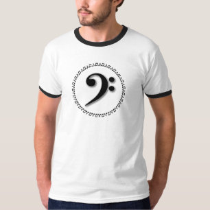 Camiseta Diseño de notas de música de Bass Clef