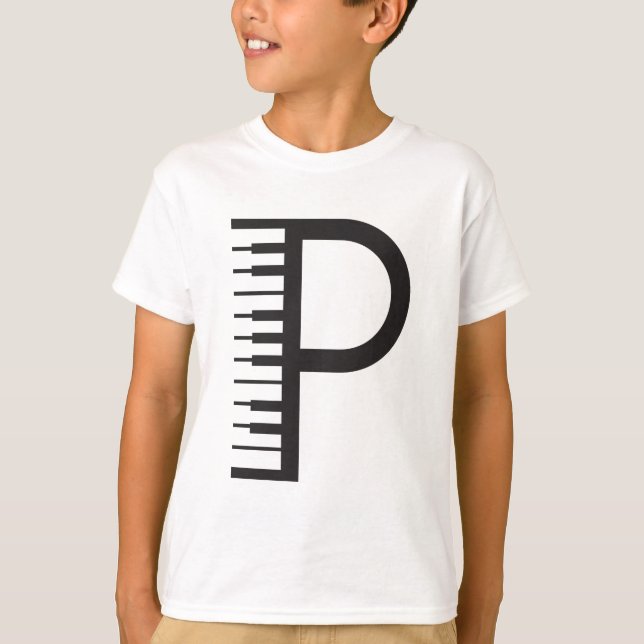 Camiseta Diseño de notas musicales de Pianista (Anverso)