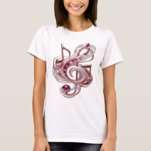 Camiseta Diseño de NOTAS MUSICALES Rosa Ingenioso