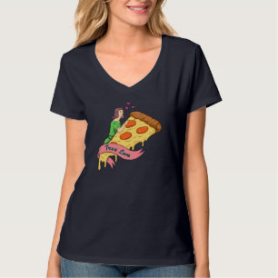Camiseta Diseño de novela de amor verdadero pizza Slice ret
