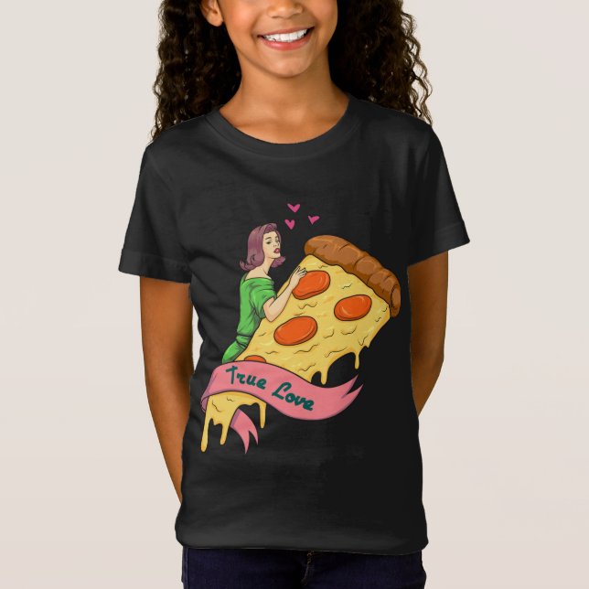 Camiseta Diseño de novela de amor verdadero pizza Slice ret (Anverso)