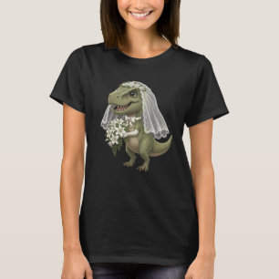 Camiseta Diseño de novia T-Rex con fondo negro