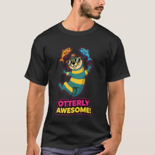 Camiseta Diseño de nutria marina y pez adorable y totalment