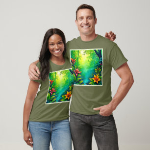Camiseta Diseño de oasis de jungla tropical exuberante