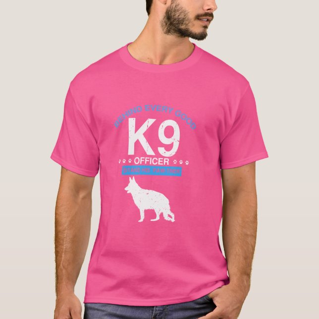 Camiseta Diseño de Oficial de Policía K9 para Línea Azul de (Anverso)