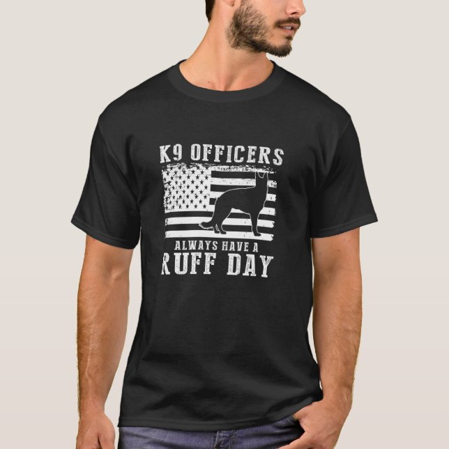 Camiseta Diseño de Oficial de Policía K9 para Línea Azul de (Anverso)