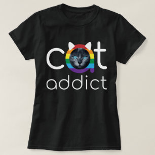 Camiseta Diseño de ojos azules en arco iris blanco para gat