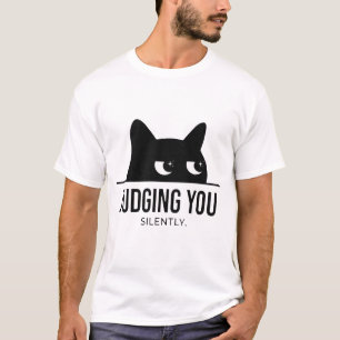 Camiseta Diseño de ojos de gato negro divertido juzgándote