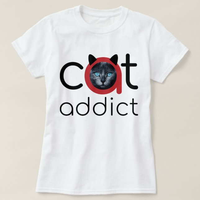 Camiseta Diseño de ojos rojos y negros para gatos (Diseño del anverso)