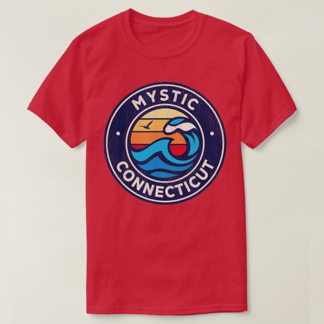Camiseta Diseño de ondas náuticas místicas Connecticut CT V (Diseño del anverso)