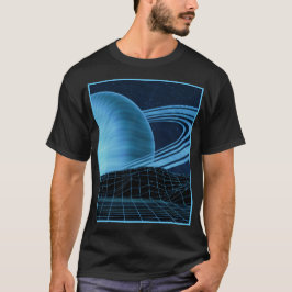 Camiseta Diseño de ondas retroondas azules masculinas
