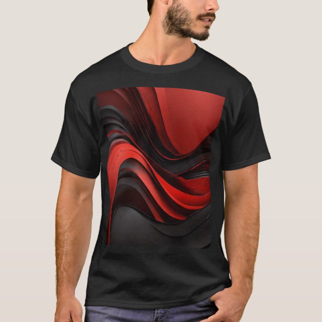 Camiseta Diseño de ondas rojas y negras (Anverso)