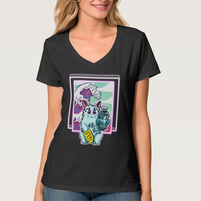 Camiseta Diseño De Ondas Vapor De Ciencia Ficción Para Toda (Anverso)