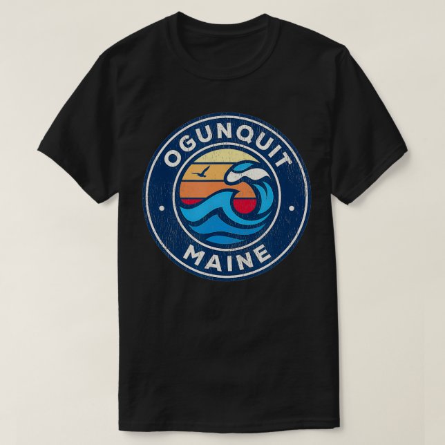 Camiseta Diseño de onzas náuticas de Oquit Maine ME (Diseño del anverso)