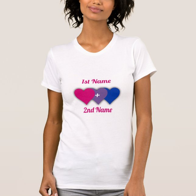 Camiseta Diseño de orgullo de bisexuales con corazones/pare (Anverso)