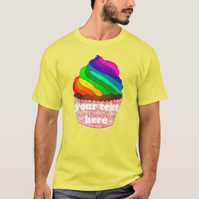Camiseta Diseño de Orgullo de Cupcake de Arcoíris Personali (Anverso)