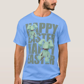 Camiseta Diseño de Origami 3D azul de Conejo de Pascua Feli