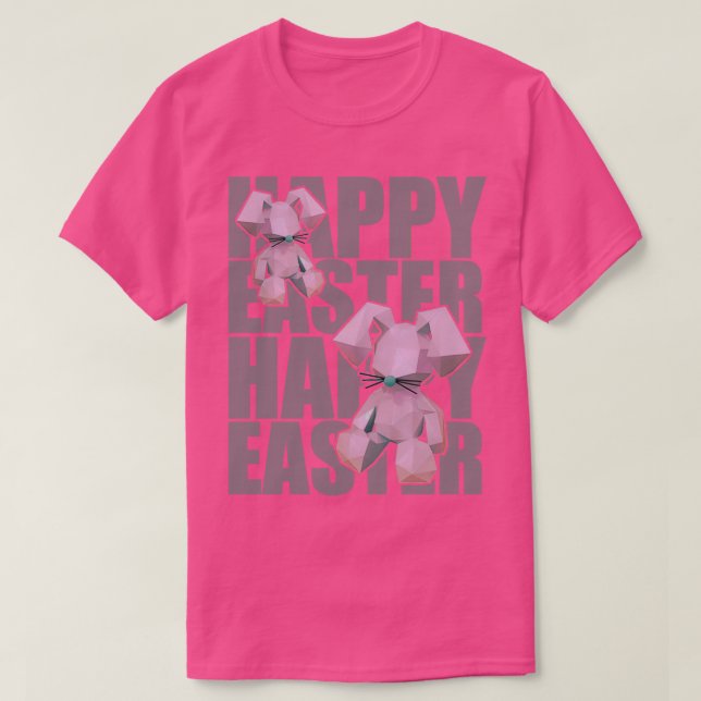 Camiseta Diseño de Origami 3D rosa de Conejo de Pascua Feli (Diseño del anverso)