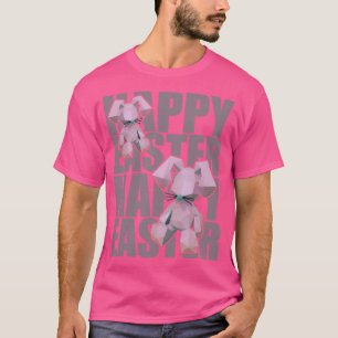 Camiseta Diseño de Origami 3D rosa de Conejo de Pascua Feli