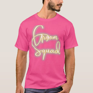 Camiseta Diseño de oro del Naranja Groom Squad de tipo manu