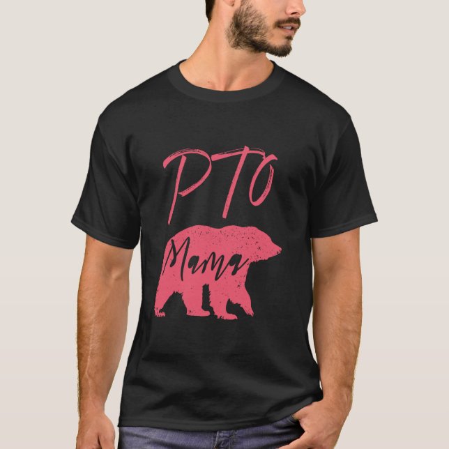 Camiseta Diseño de oso mamario PTO para madre escolar volun (Anverso)