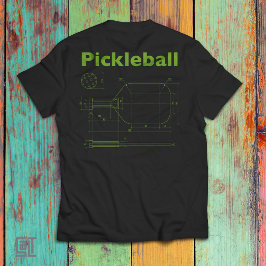 Camiseta Diseño de Pala Blueprint de Pickleball  Retro Dive