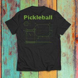 Camiseta Diseño de Pala Blueprint de Pickleball  Retro Dive