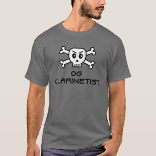 Camiseta Diseño De Palabras De OG Clarinetist Skull Y Cross