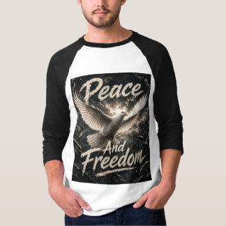 Camiseta Diseño de paloma de mangas largas blanco negro