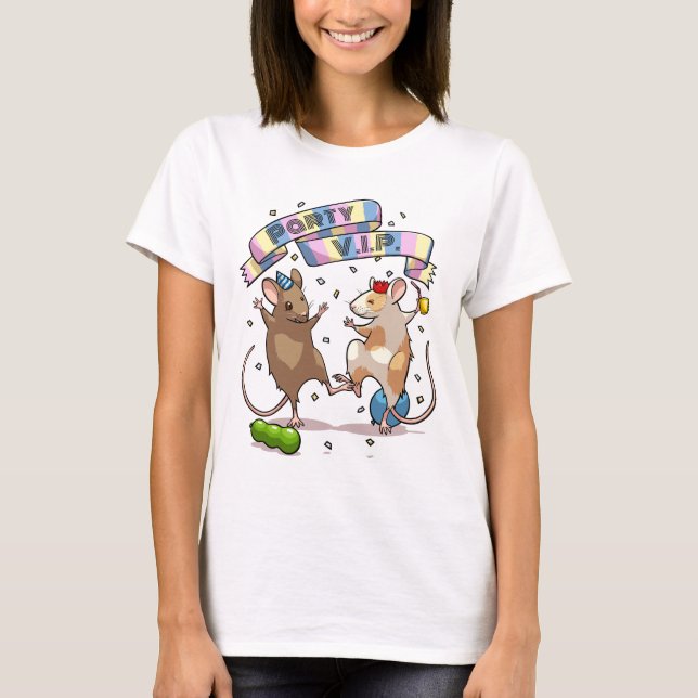 Camiseta Diseño de pancarta y globos para Fiestas de ratone (Anverso)