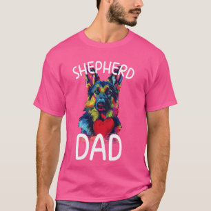 Camiseta Diseño de Papá Pastor Alemán Pop Art Hombre Pastor