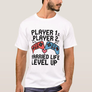Camiseta Diseño de pareja de Pixel Gaming Level Up