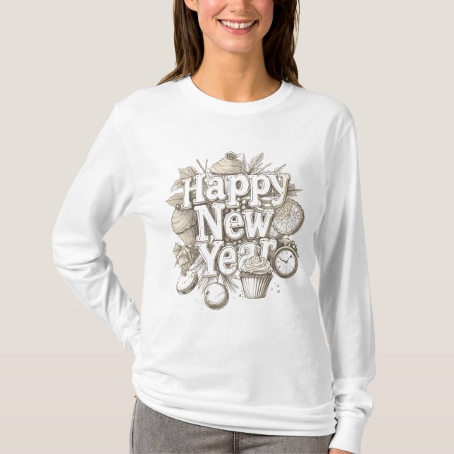 Camiseta diseño de pastel de copa increíble año nuevo (Anverso)