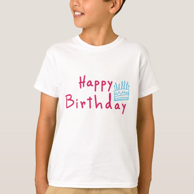 Camiseta Diseño de pastel de cumpleaños feliz (Anverso)
