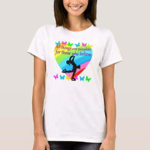 CAMISETA DISEÑO DE PATINAJE DE FIGURA INSPIRADORA RELLENADO