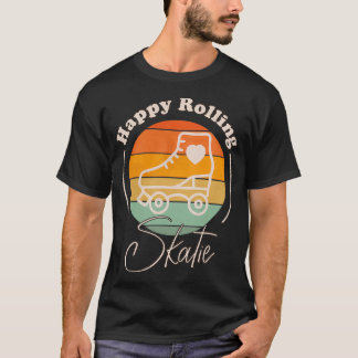 Camiseta Diseño de patinaje en arco iris retro feliz