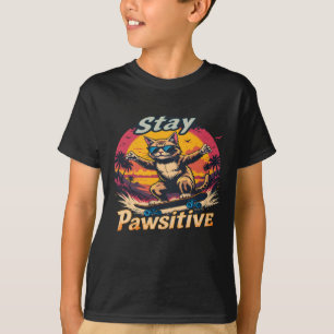 Camiseta Diseño de patineta para gato retro con patinaje de