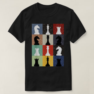 Camiseta Diseño de patrón de arte pop con piezas de ajedrez
