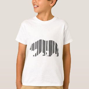Camiseta Diseño de patrón de código de barras del oso dorad