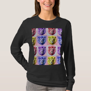 Camiseta Diseño de patrón de cuadros con cabeza de león en
