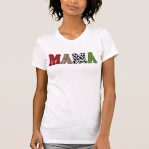 Camiseta Diseño de patrón de cuadros de Mama Christmas