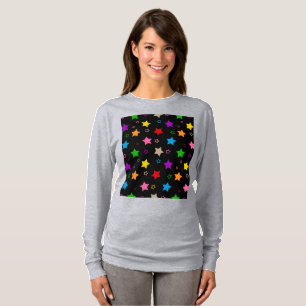 Camiseta Diseño de patrón de estrellas coloridas negro 